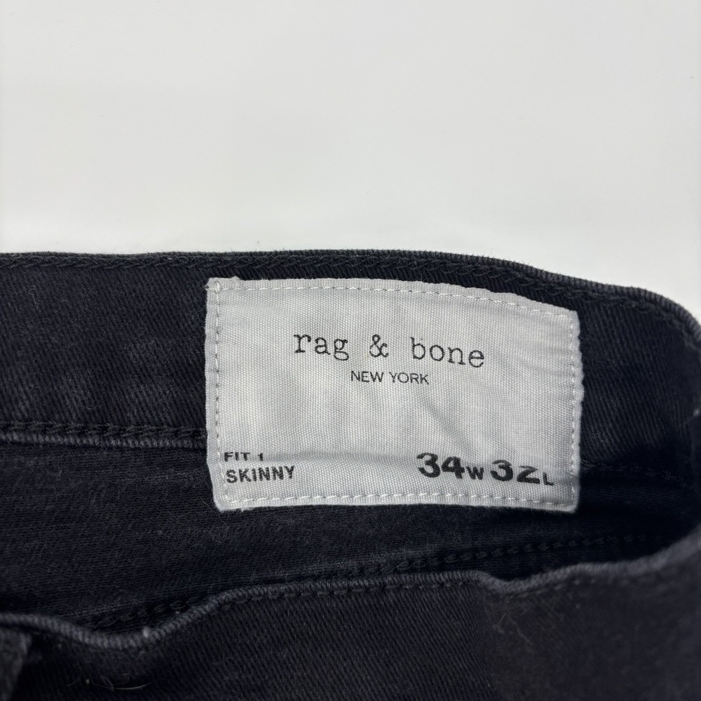 Rag & Bone Fit 1 Pants Men's Size 34x32 Slim Fit Skinny Jeans Black - Picture 3 of 9